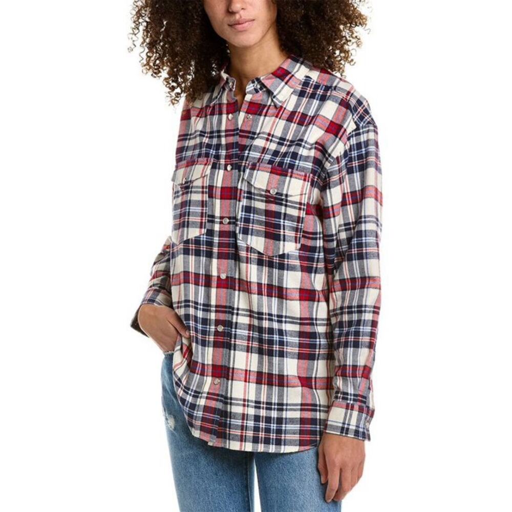 Isabel Marant Etoile Flannel Western Shirt top pearl button 40 Medium
